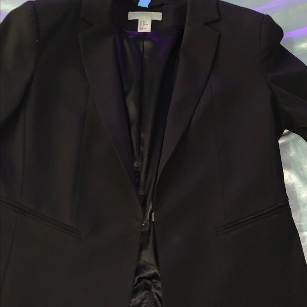 H&M black satin interior  blazer size 10